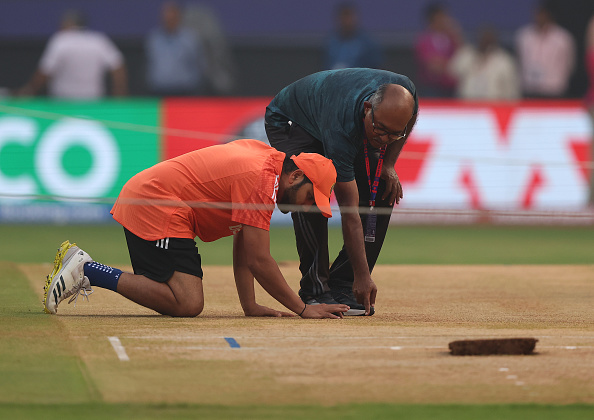 Rohit Sharma checks out the pitch in Mumbai | Getty