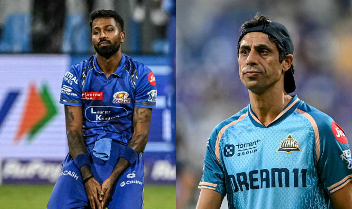 MI captain Hardik Pandya and GT coach Ashish Nehra | Getty