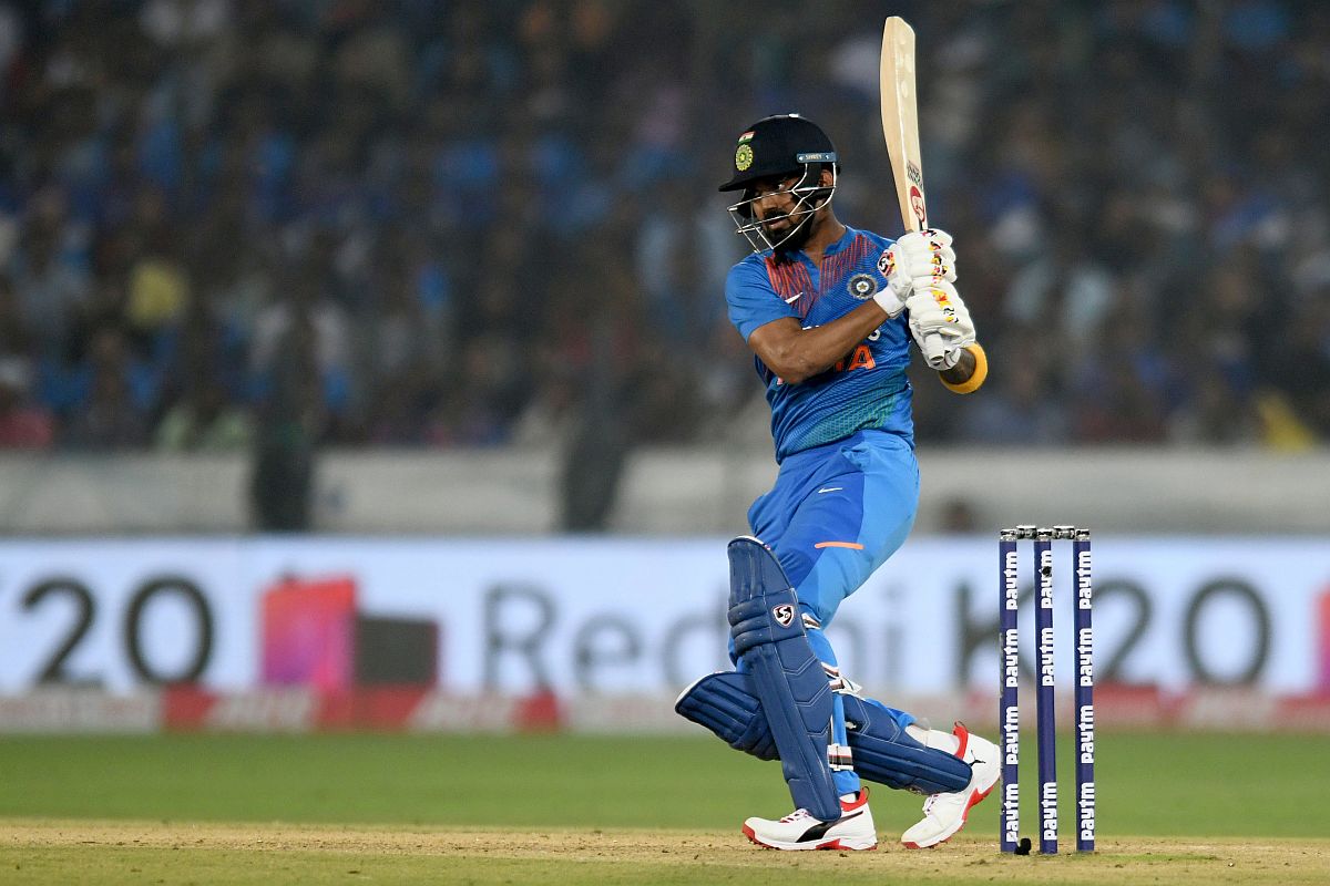 KL Rahul hit a breezy 91 in Mumbai T20I | AFP