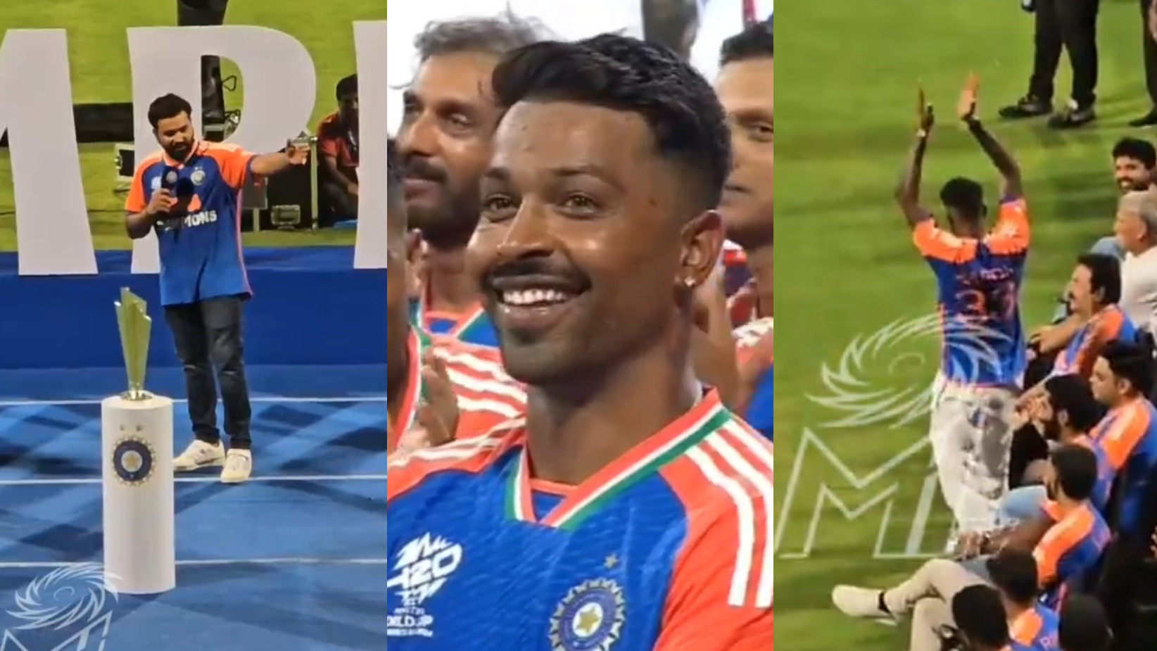 WATCH- Hardik Pandya stands up in a grand gesture after Rohit Sharma's shoutout to him