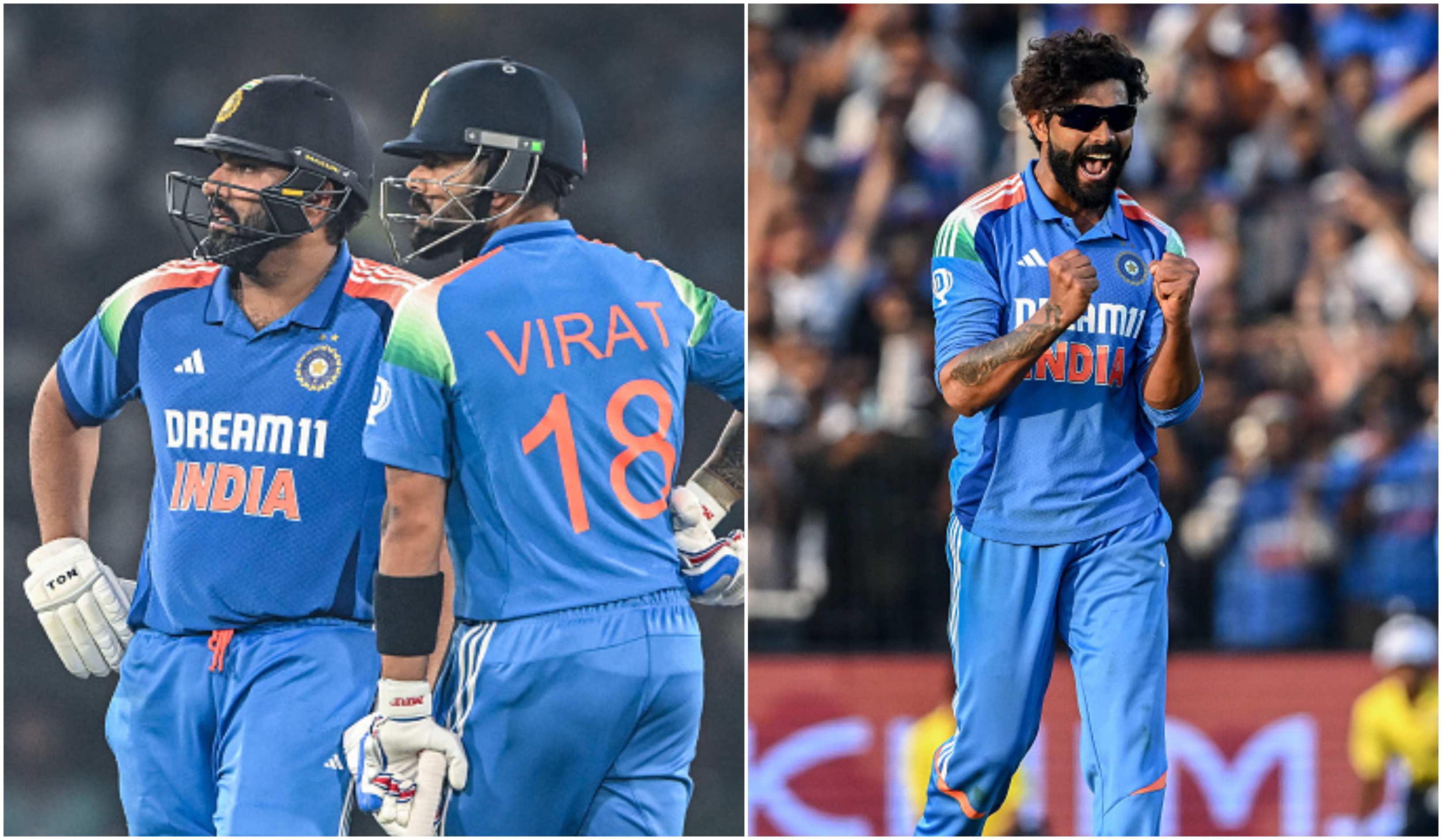 Virat Kohli, Rohit Sharma and Ravindra Jadeja | Getty