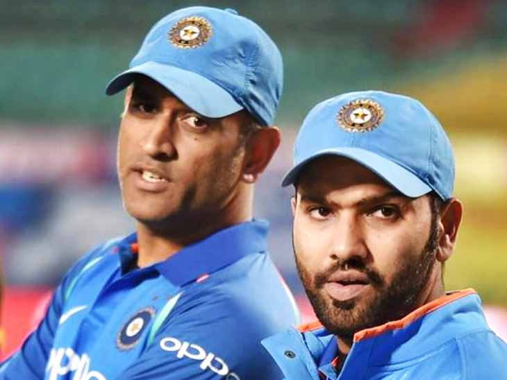 MS Dhoni and Rohit Sharma | X