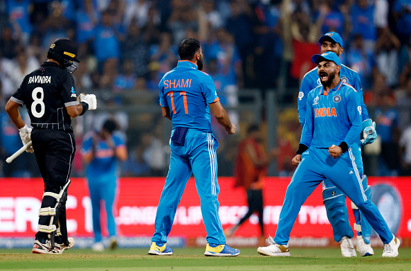 Kohli celebrates Shami's wicket in CWC 2023 | Getty