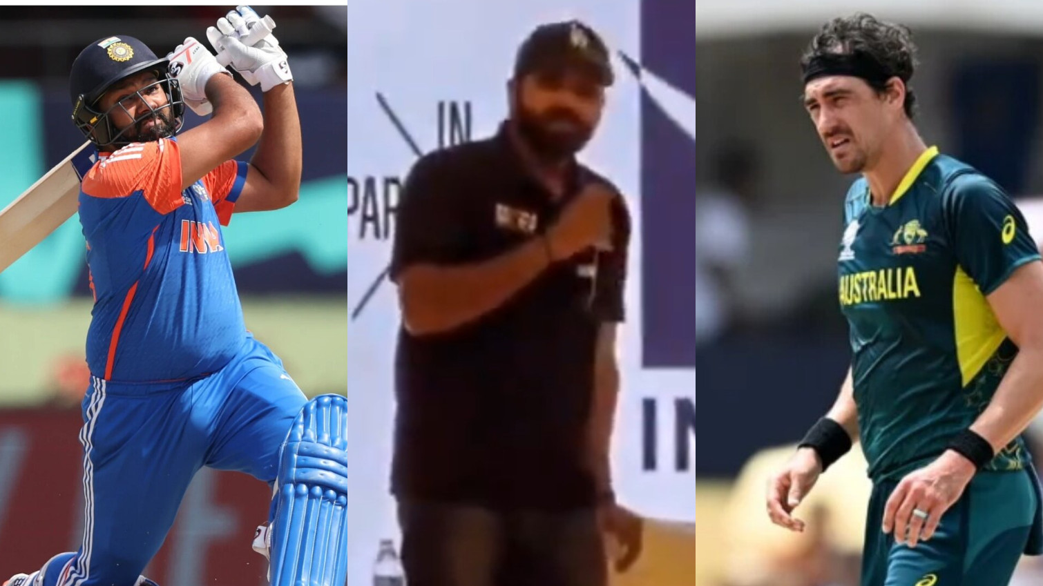 WATCH- Rohit Sharma tells fans chanting “Starc, Starc” to calm down with a sly smile