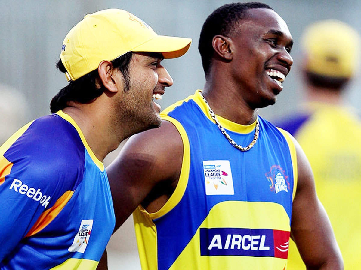 MS Dhoni and Dwayne Bravo | Twitter