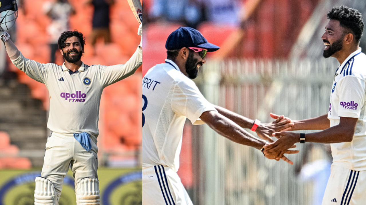 Ravindra Jadeja, Jasprit Bumrah and Mohammed Siraj | Getty