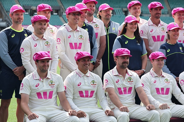 Usman Khawaja sits for the Australia team pic before SCG Test against England | Getty