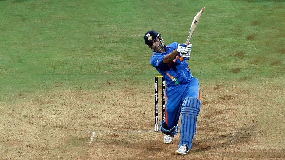 MS Dhoni hitting the World Cup winning six for Indian team in 2011 in Wankhede Stadium