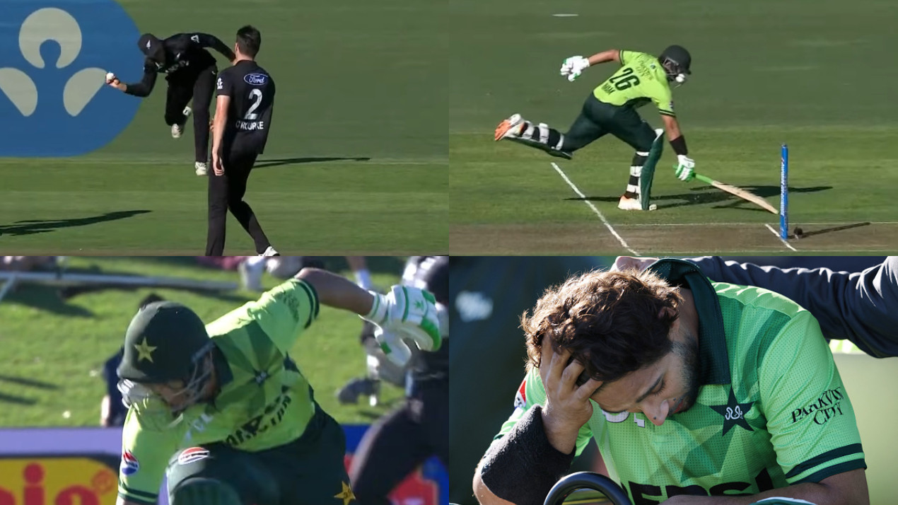 NZ v PAK 2025: WATCH- Imam Ul Haq hospitalized after suffering freak injury; gets hit on the face from stray throw
