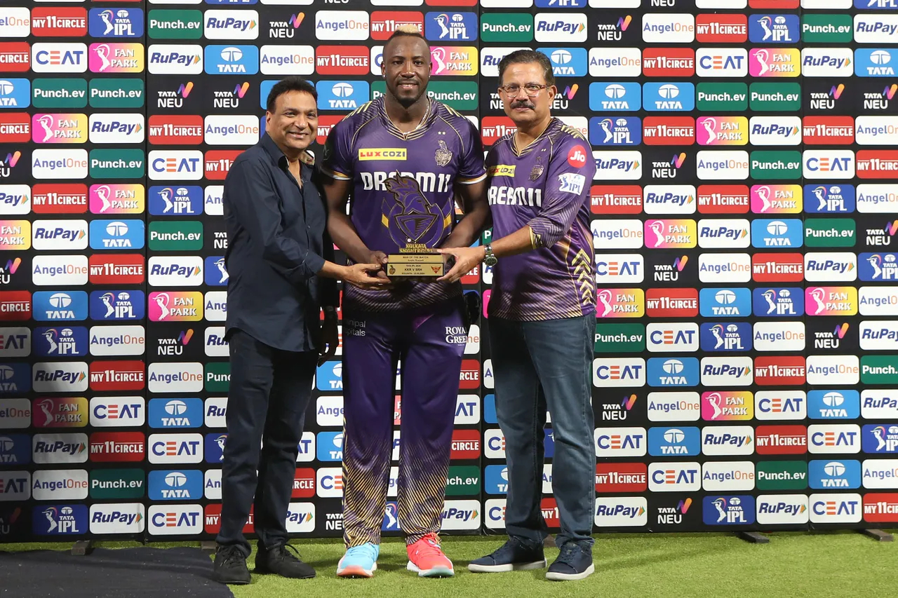 Andre Russell won Player of the Match for his 64* and 2 wickets against SRH | IPL-BCCI