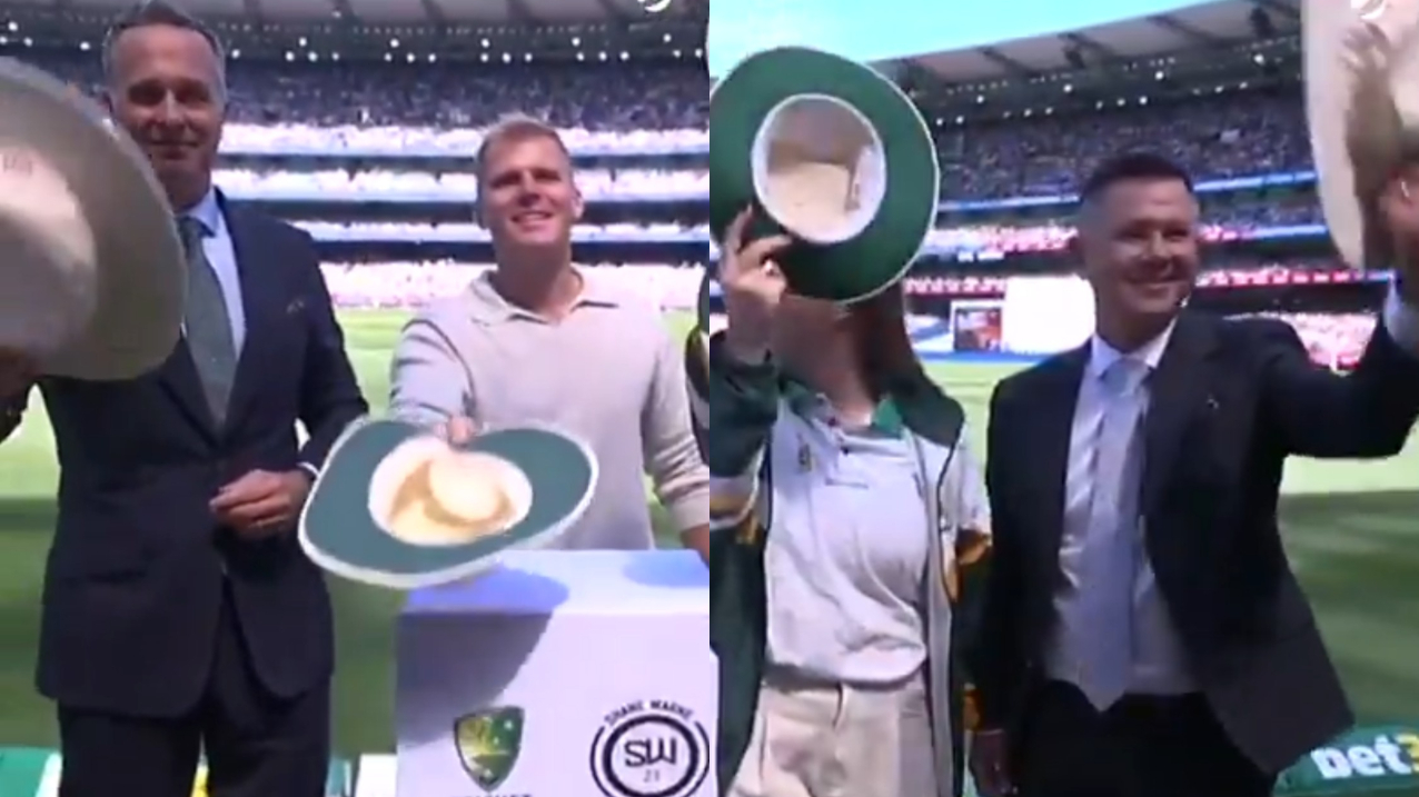 Michael Vaughan and Ricky Ponting tipped their hats in honor of Shane Warne | X