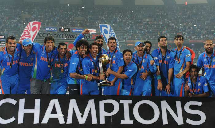 Team India players celebrate after winning the 2011 ICC Cricket World Cup | Getty