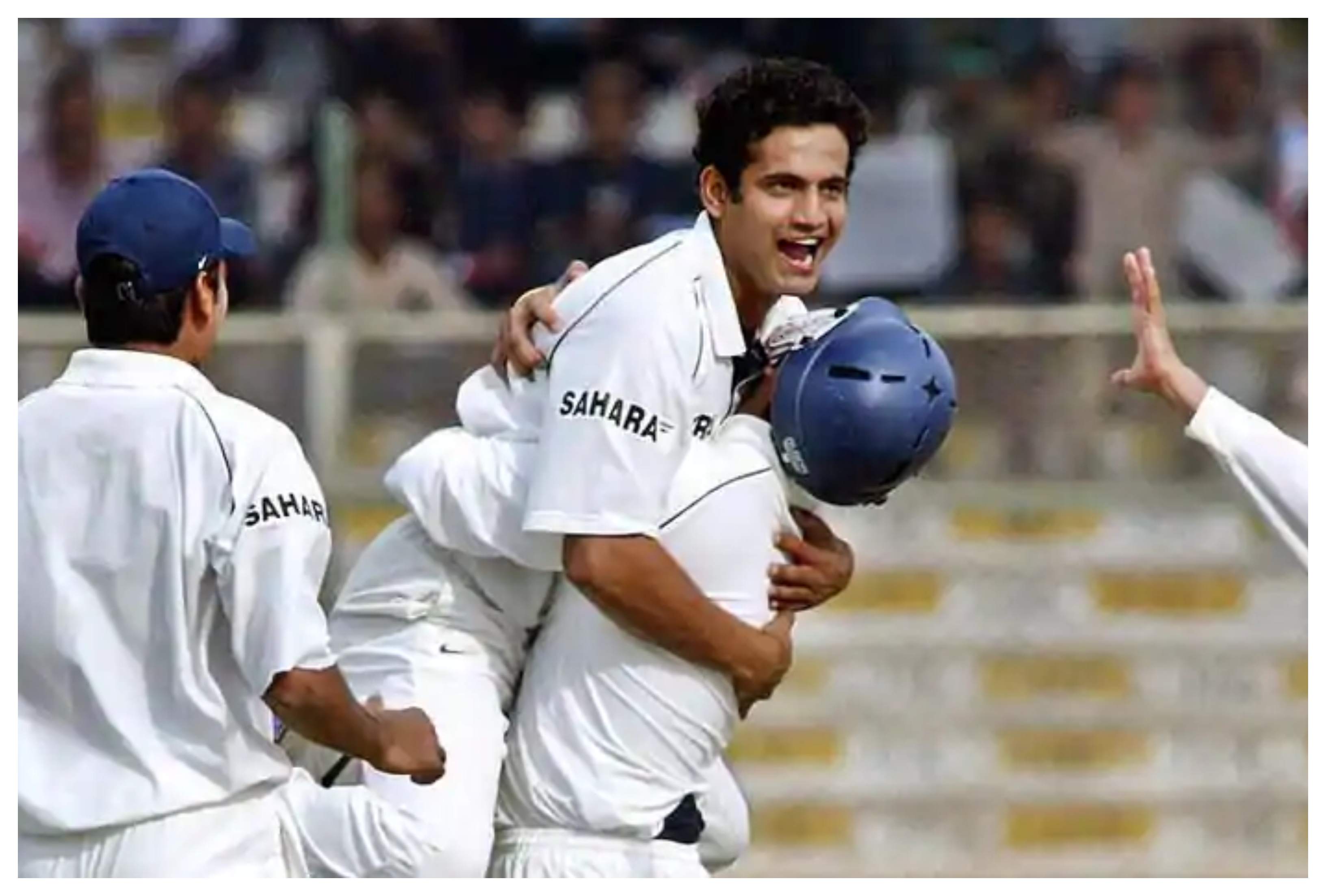 Irfan Pathan celebrates after picking up the hat-trick against Pakistan (Source: ICC/Twitter)