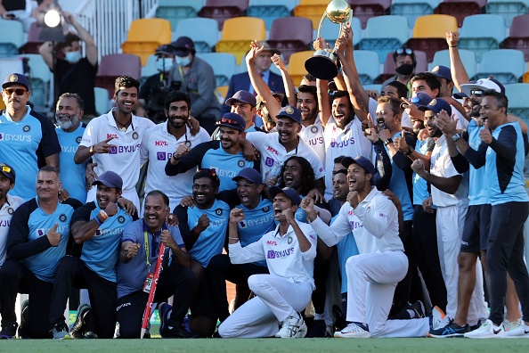 Team India celebrating the series win in Australia | Getty