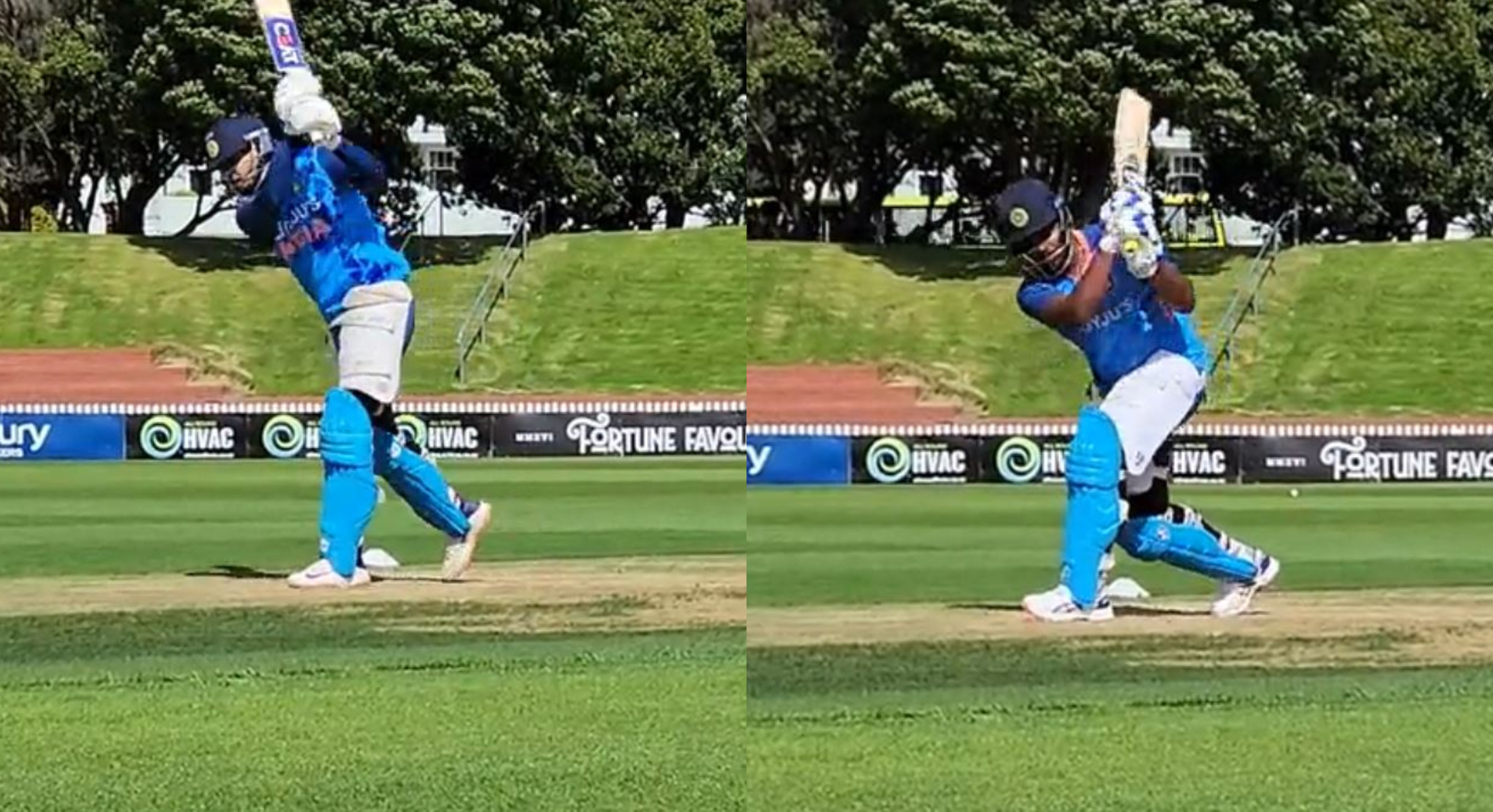 Shreyas Iyer and Sanju Samson hitting no-look sixes | Getty