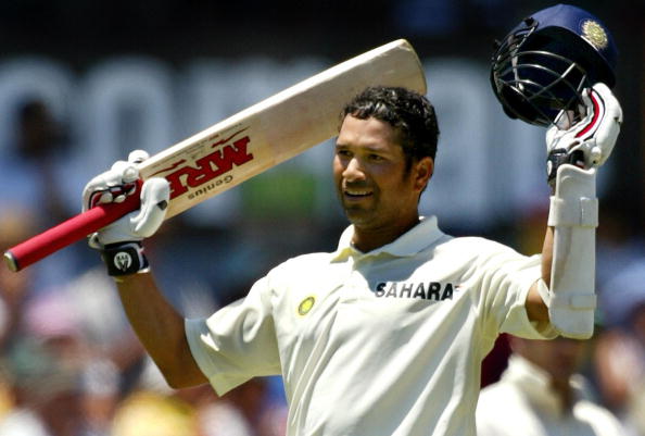 Sachin Tendulkar celebrating his century in the Sydney Test | Getty