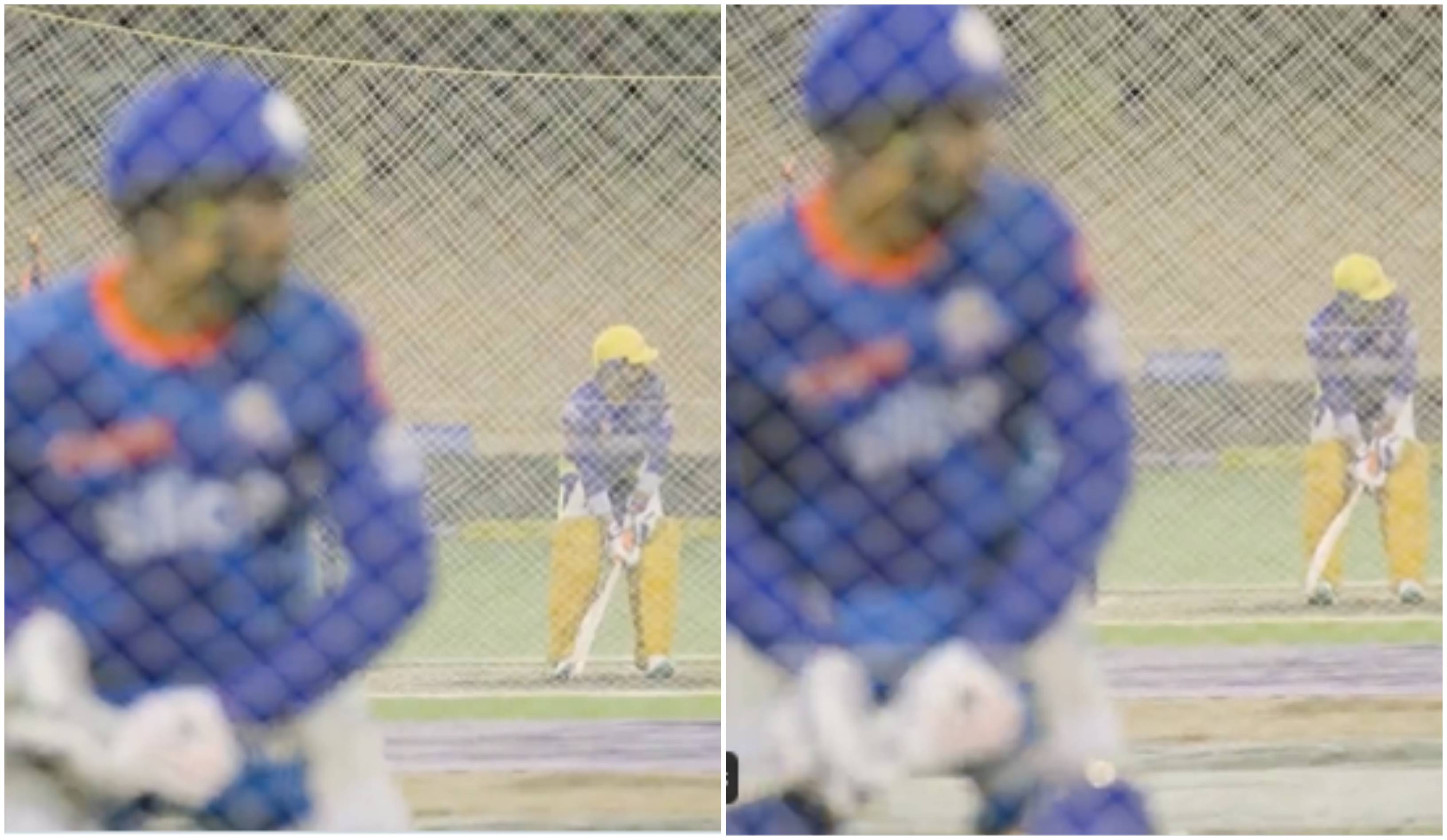 Rohit Sharma and MS Dhoni batting in their respective nets during the training session | MI/Twitter