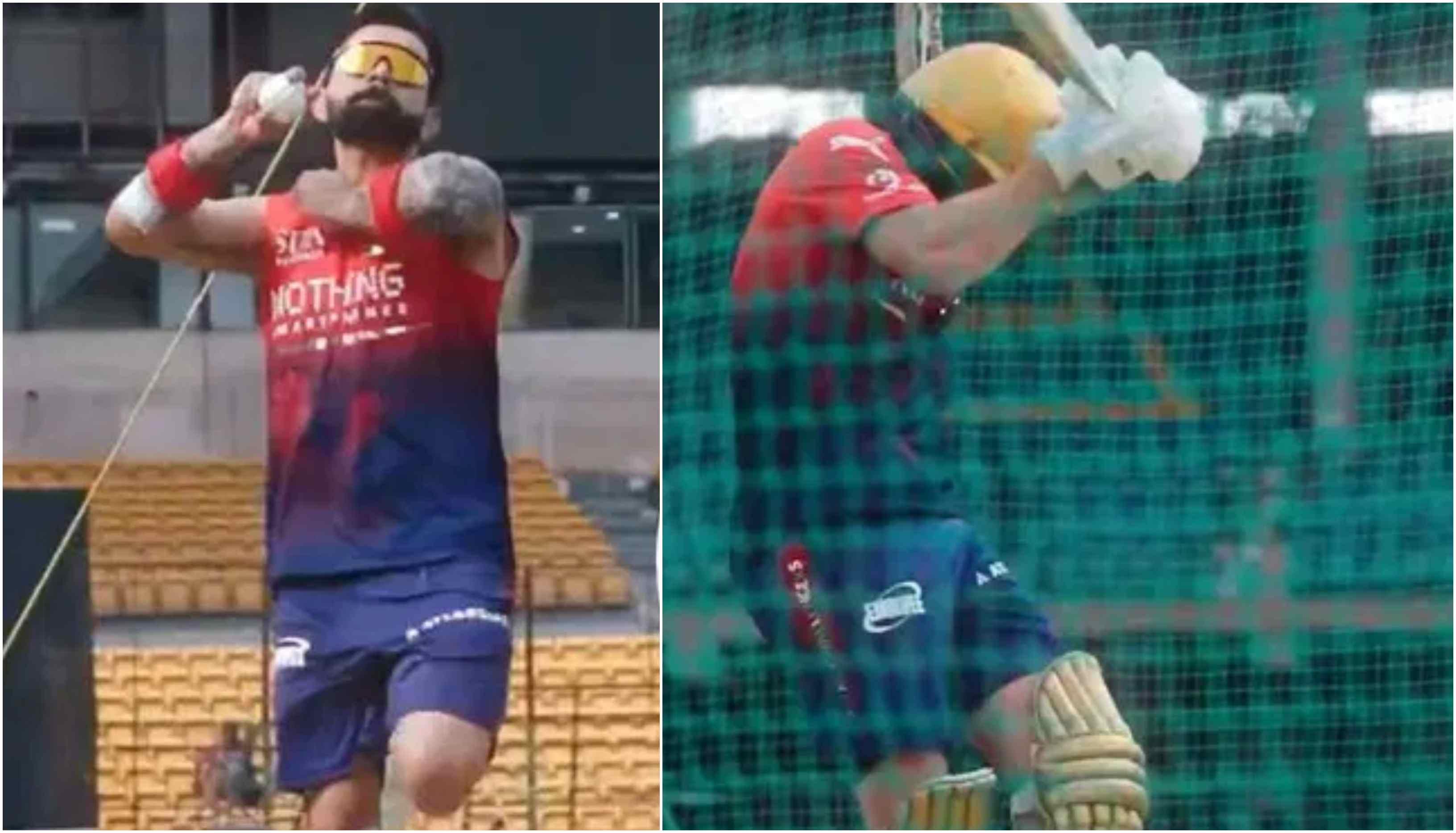 Virat Kohli bowling to Phil Salt in the nets | Screengrab
