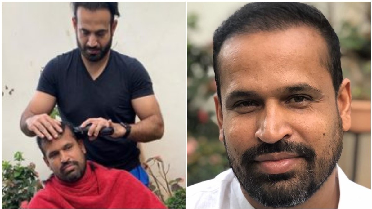 Irfan Pathan turns barber for his brother Yusuf 