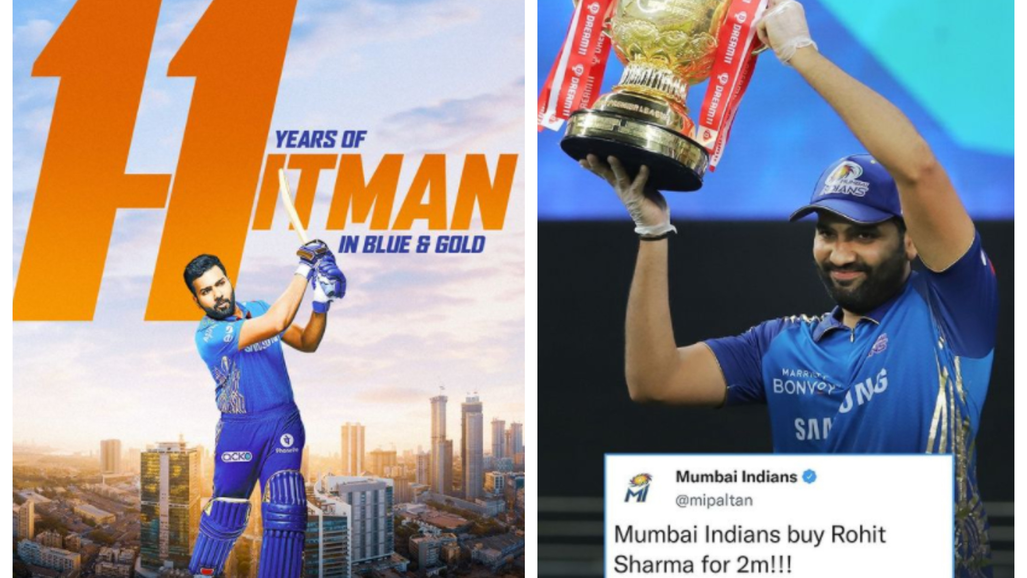 Mumbai Indians pay tribute to Rohit Sharma as he completes 11 years with the franchise