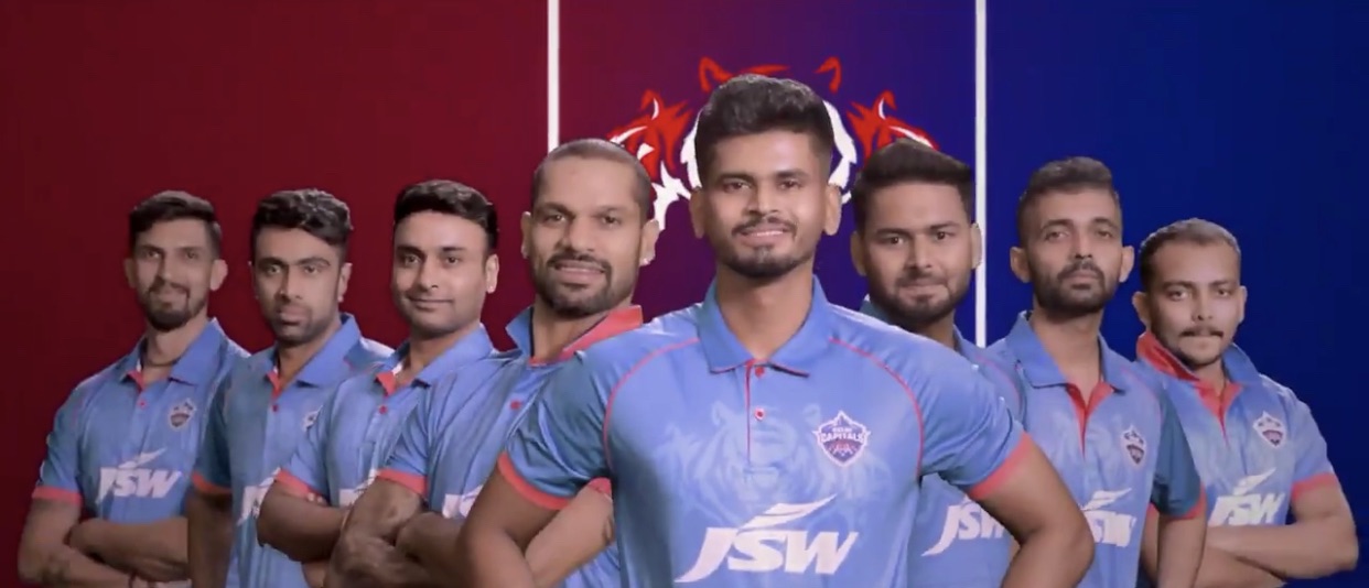 The new look jersey featured by Delhi Capitals players | Twitter