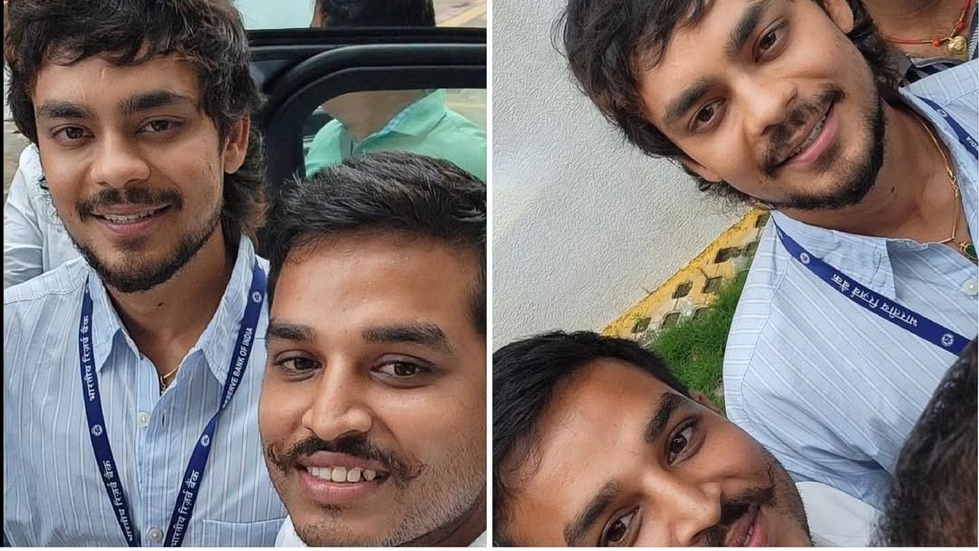 Ishan Kishan with his colleague at the RBI branch in Patna | X 