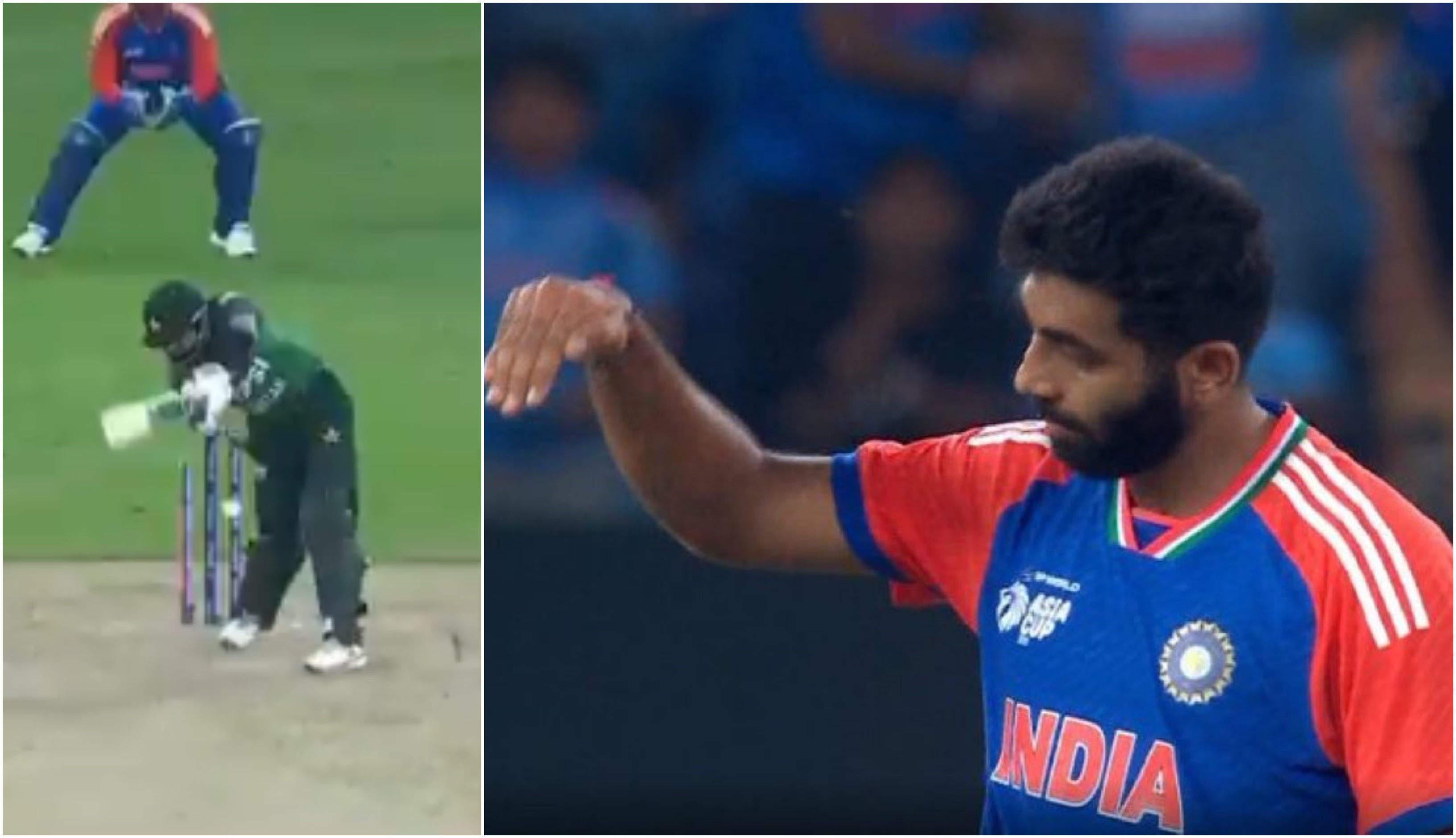 Bumrah’s dismissal of Rauf and his celebration | X