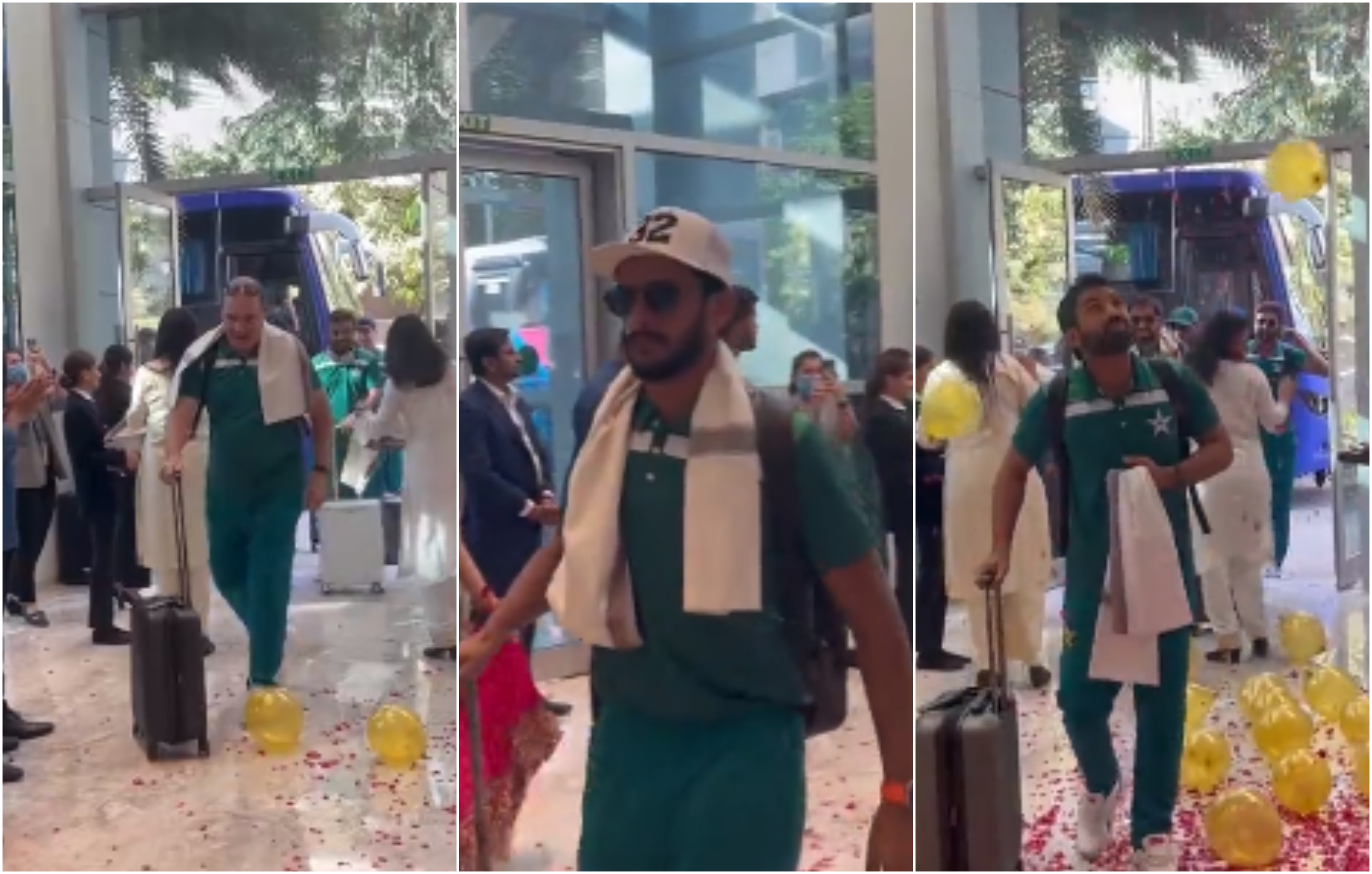 Pakistan cricket team received a warm welcome upon its arrival in Ahmedabad | PCB