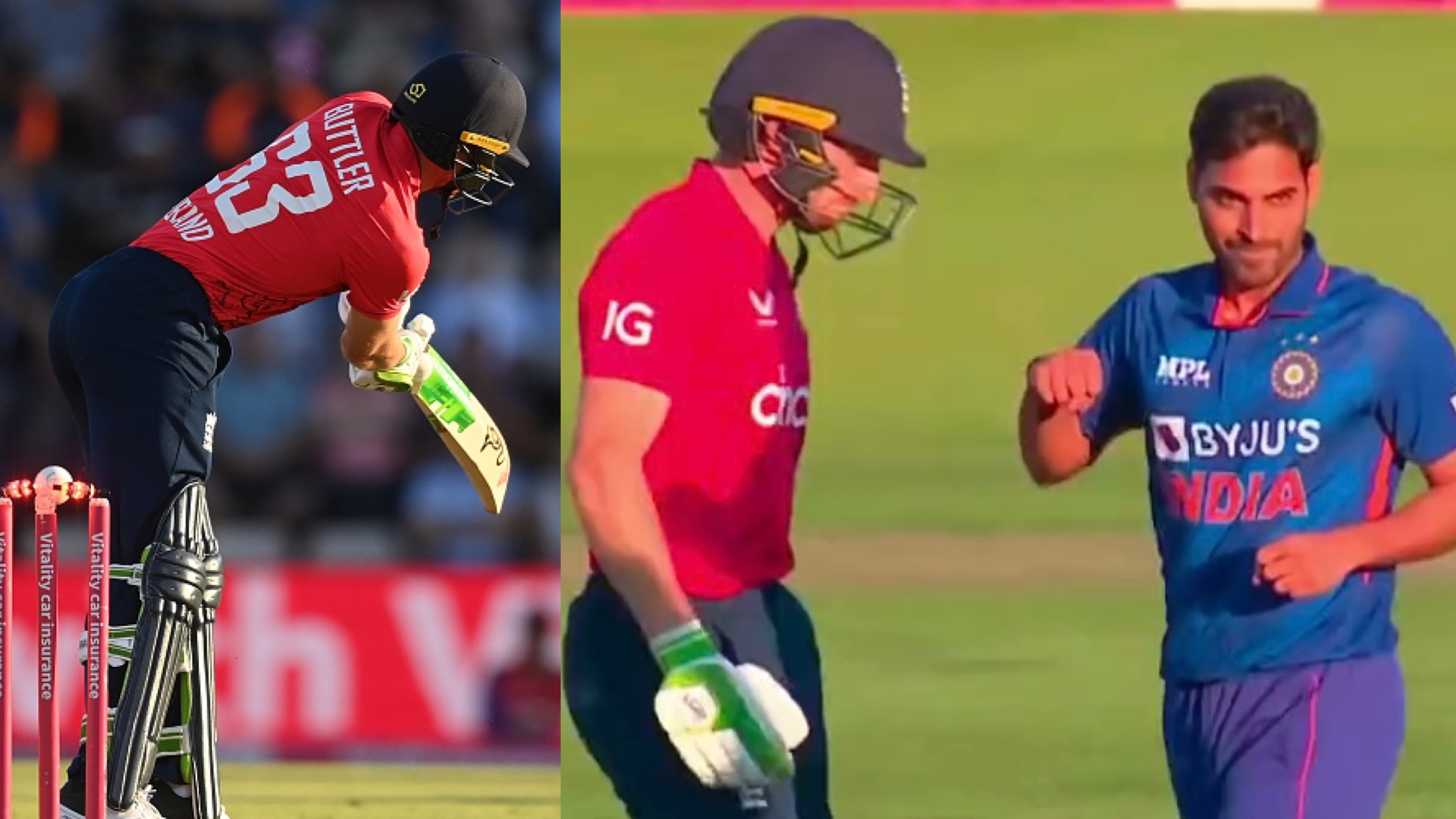 ENG V IND 2022 WATCH Bhuvneshwar Kumar Cleans Up Jos Buttler For 