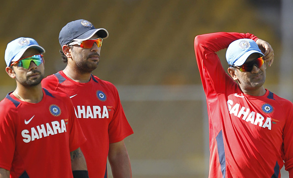 MS Dhoni, Yuvraj Singh, and Virat Kohli | GETTY