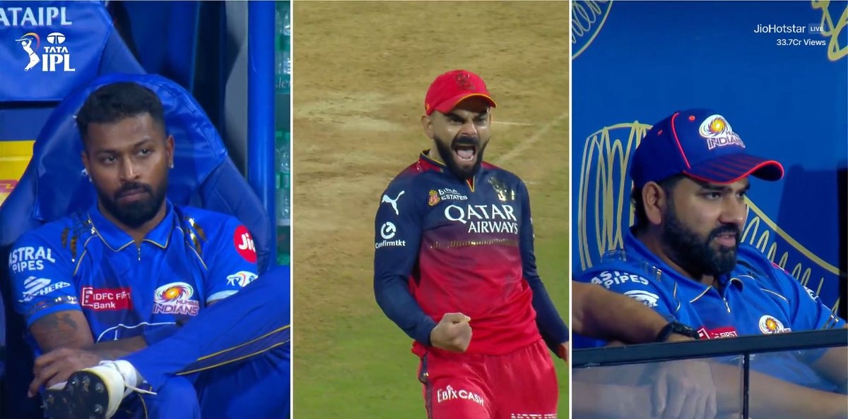 Virat Kohli celebrated in style as Hardik and Rohit watched on | X