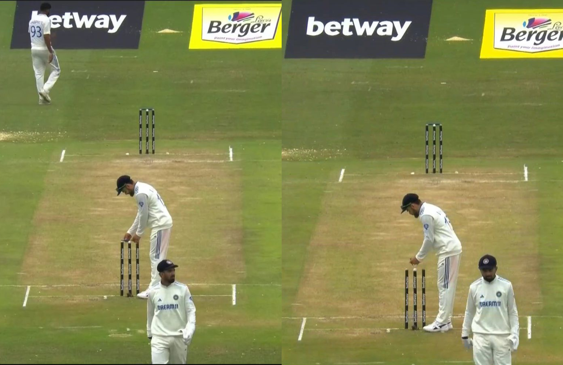 Virat Kohli emulated Stuart Broad's black magic of switching the bails | X