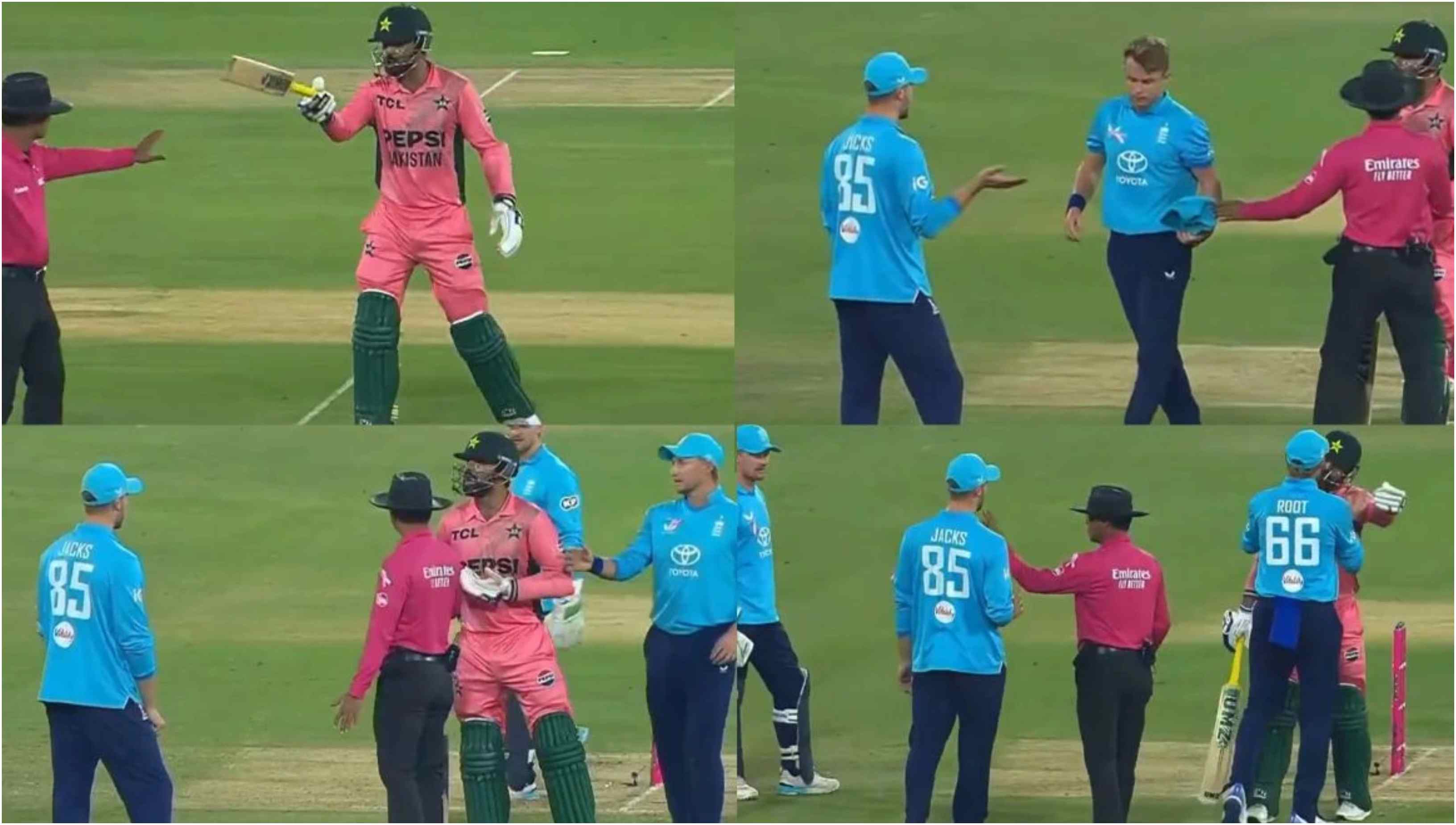 Haris Rauf was seen aggressively charging in Will Jacks' direction | Screengrabs