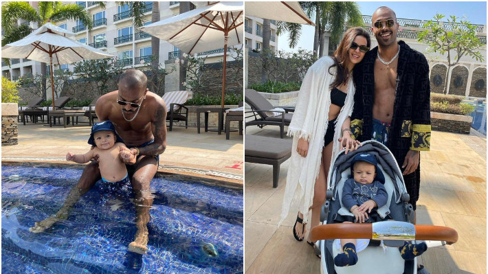 Hardik Pandya and Natasa Stankovic share pictures of son Agastya's first day at the pool