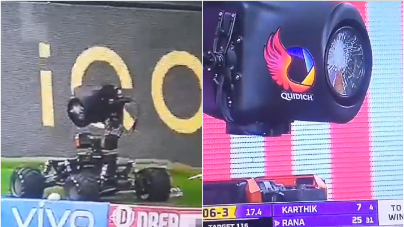 IPL 2021: WATCH - Nitish Rana smashes camera lens near the boundary rope