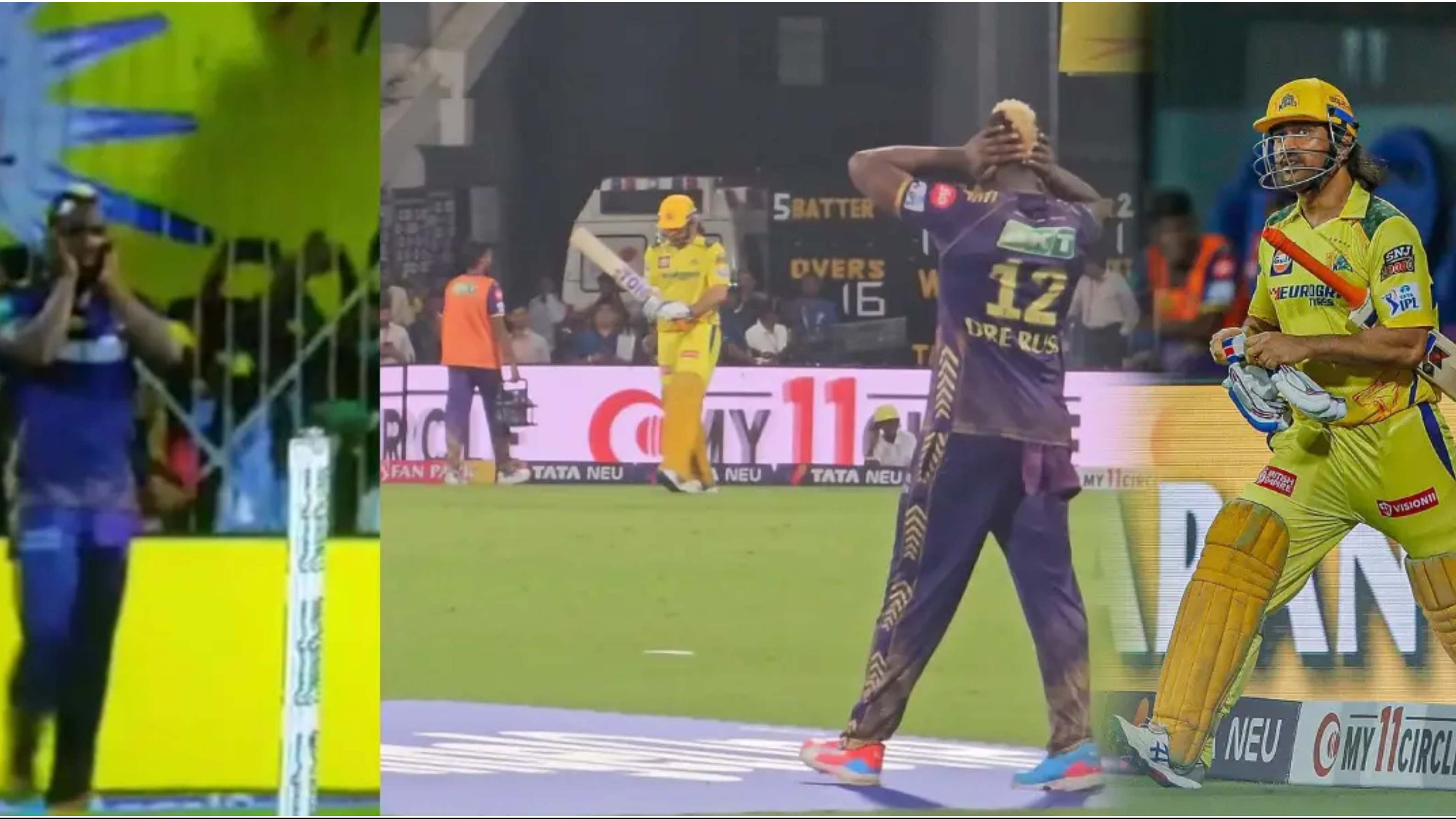 IPL 2024: WATCH - Russell covers his ears to shield himself from deafening noise upon Dhoni’s arrival at the crease