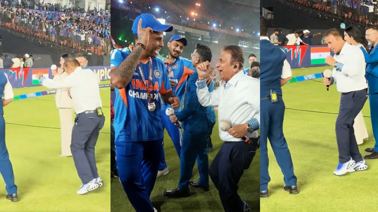 WATCH- Sunil Gavaskar fulfills his promise, dances in joy with Suryakumar Yadav as India lift T20 World Cup 2026 trophy