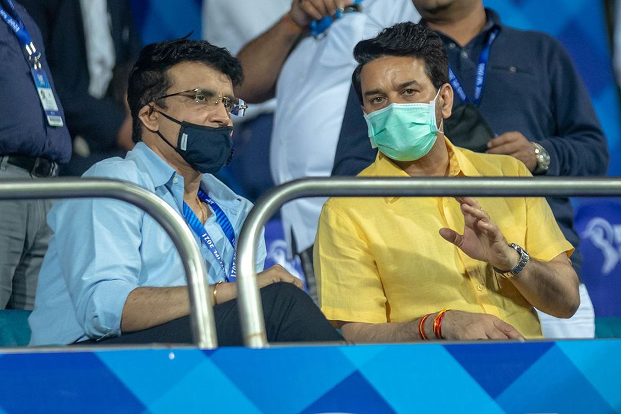 Sourab Ganguly with Anurag Thakur during IPL 2021 | BCCI-IPL