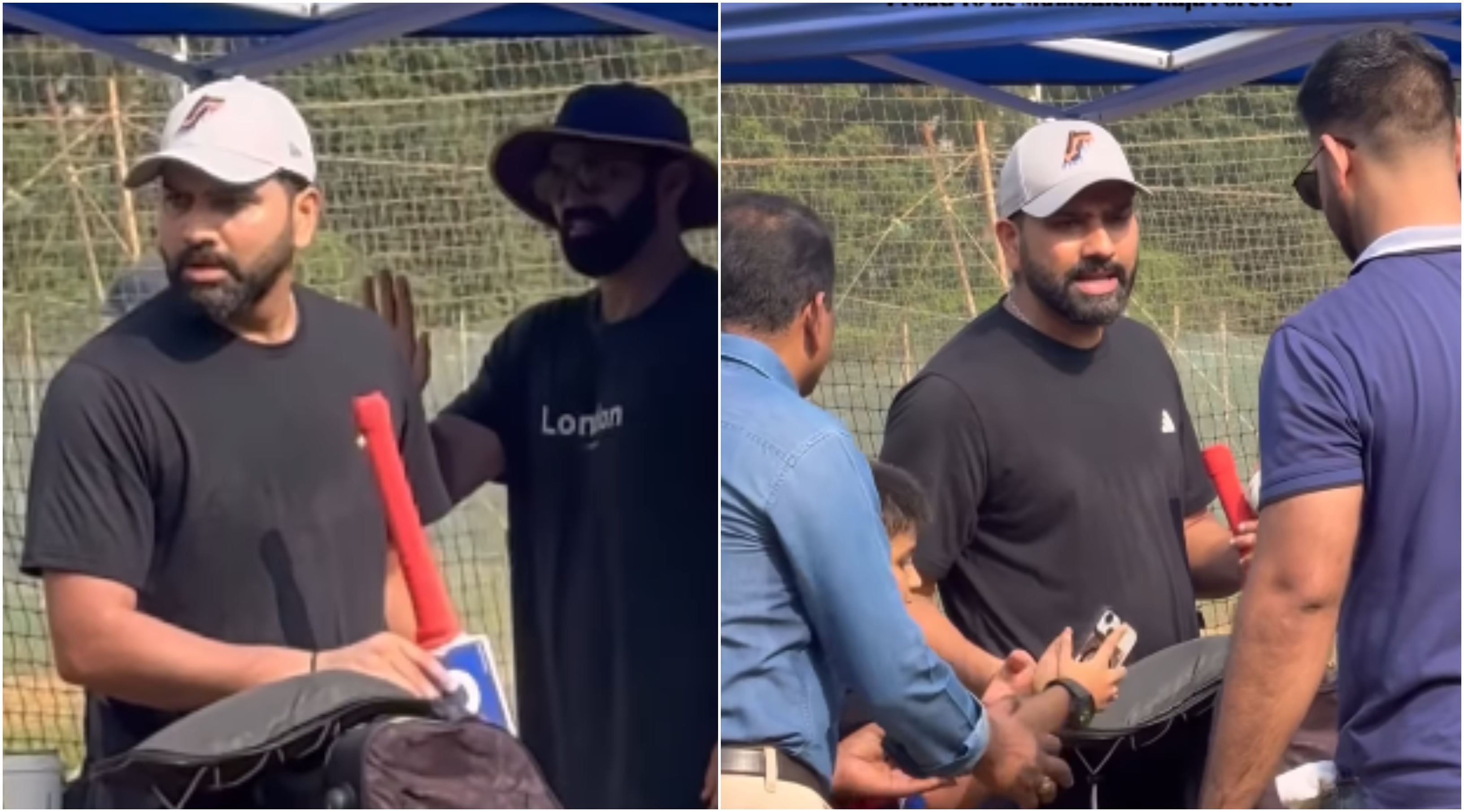 Rohit Sharma snapped at the security personnel for holding a young fan back | Screengrab