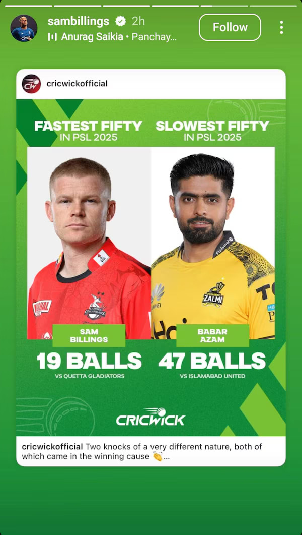 Credit- Sam Billings Instagram story