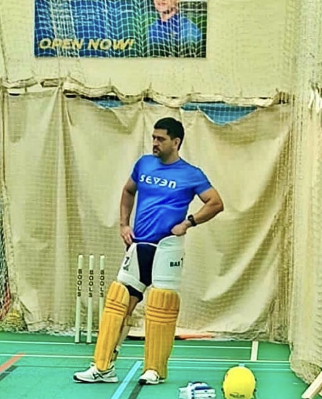 MS Dhoni at an indoor net session | Twitter