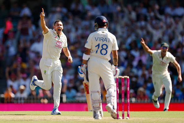 Scott Boland celebrates the dismissal of Virat Kohli | Getty