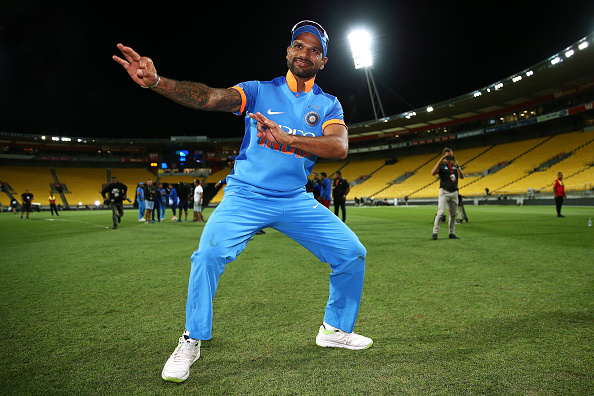 Dhawan moves his legs after the fifth ODI against New Zealand in Wellington | Getty 