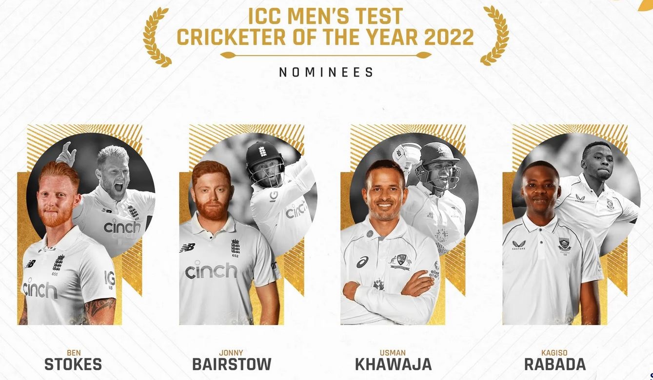 Nominees for ICC Men’s Test Cricketer of the Year 2022 award- Stokes, Khawaja, Bairstow and Rabada | ICC