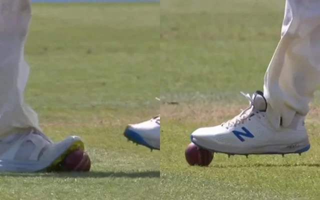 England bowlers Robinson and Wood were caught using spikes to stop the ball | Twitter