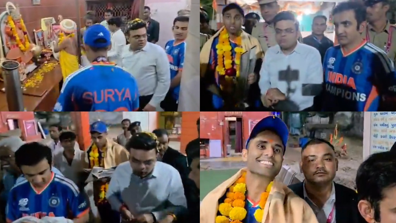 Surya, Gambhir and Jay Shah visiting the Hanuman Temple after T20 WC win | ANI X