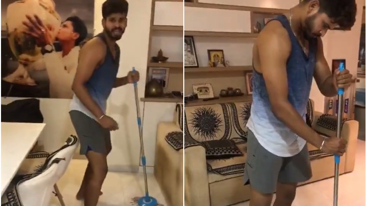 WATCH - Shreyas Iyer shows how cleaning the house can be fun too