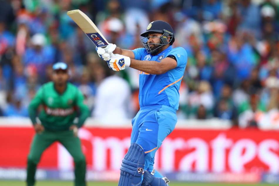 104 runs were scored against Bangladesh by Rohit Sharma- his 4th century in the World Cup