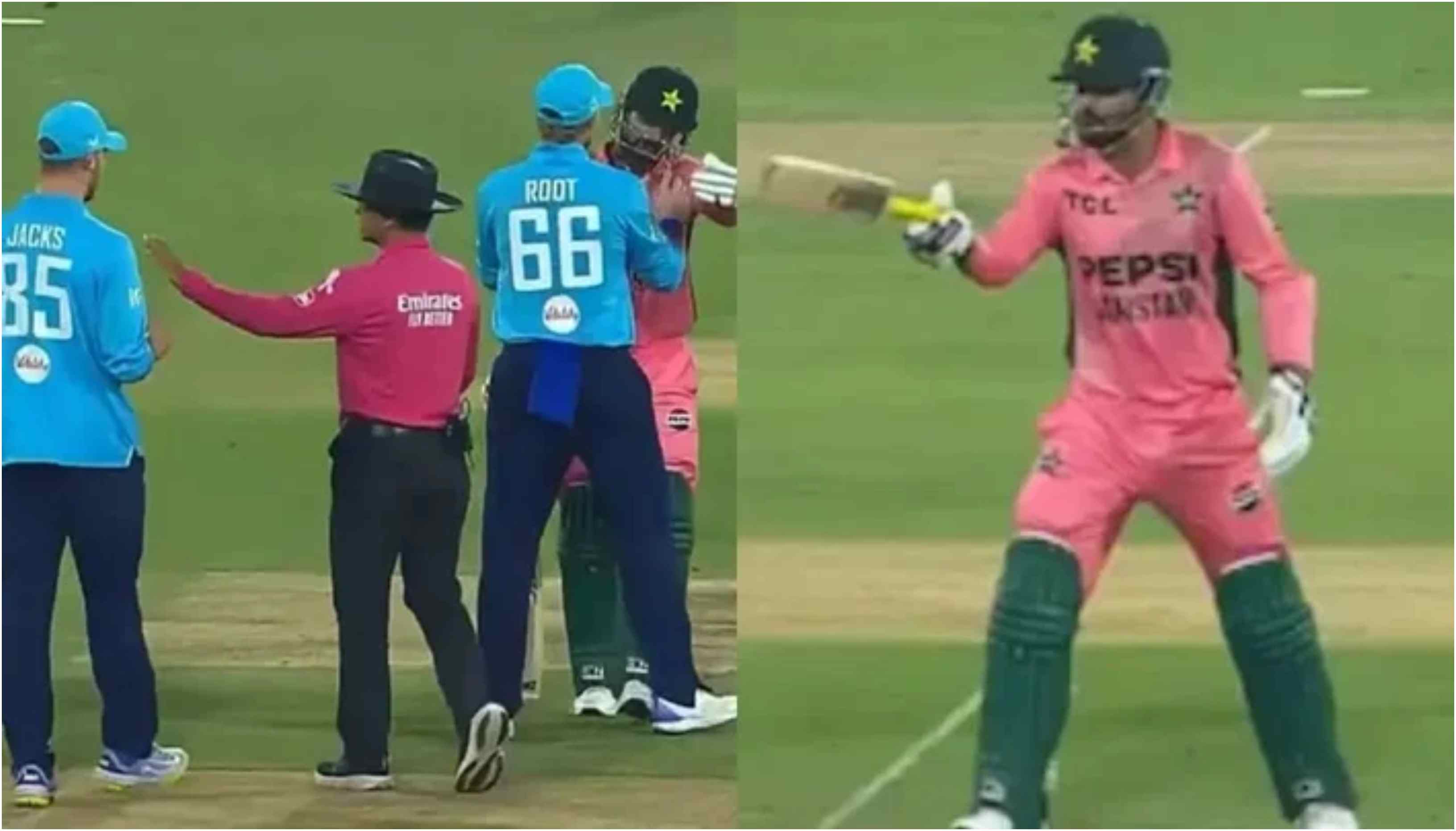 Haris Rauf was seen aggressively charging in Will Jacks' direction | Screengrabs