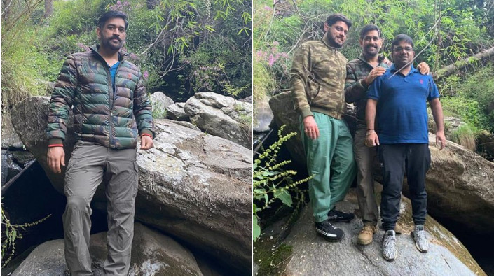 MS Dhoni takes a walk through the nature with friends; See Pics